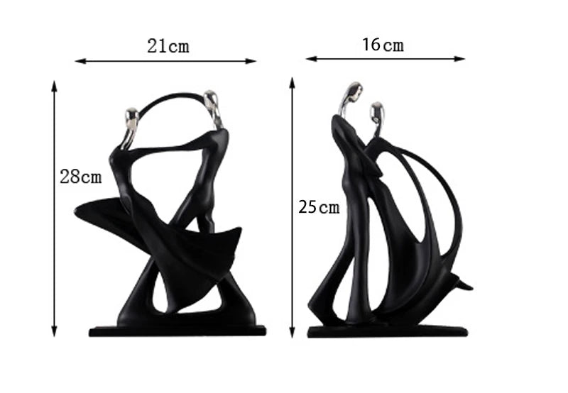 Nordic Dancing Couple Sculpture – Modern Abstract Resin Art