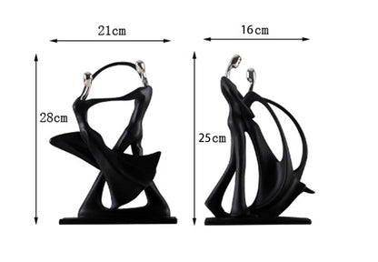 Nordic Dancing Couple Sculpture – Modern Abstract Resin Art