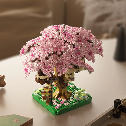 Toy cherry blossom tree model on a table