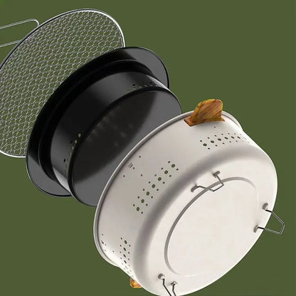 Portable Korean Charcoal BBQ Grill – Non-Stick Round Stainless Steel Stove
