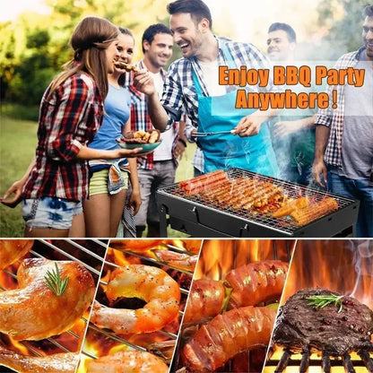 Portable Mini Charcoal BBQ Grill – Stainless Steel Pocket Camping Tool Kit
