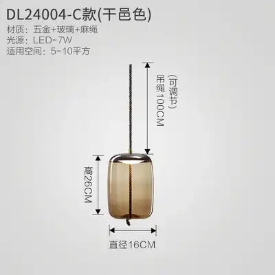 Product specifications of a pendant light on a gray background