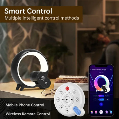 Creative Q Light Smart Alarm Clock Lamp – Bluetooth Speaker, Wireless Charger & Sunrise Mood Lighting - White