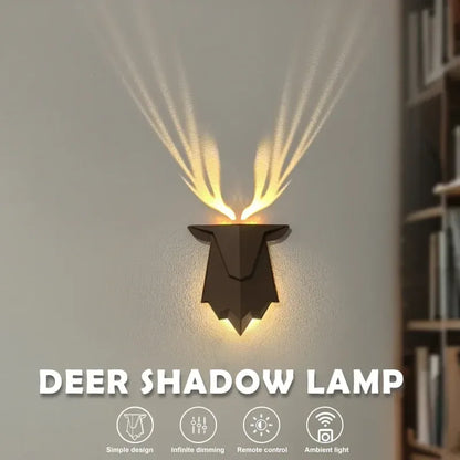 Deer Shadow LED Wall Night Light – Rechargeable 3-Level Dimmable Bedside Lamp - 