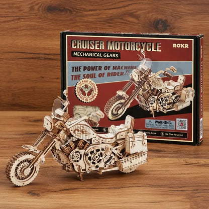 Robotime Rokr 3D Wood Motorcycle Puzzle Mechanical Cruiser Model Kit