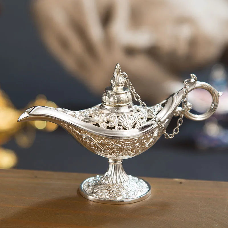 Classic Rare Hollow Legend Aladdin Magic Genie Lamps Incense Burners Retro