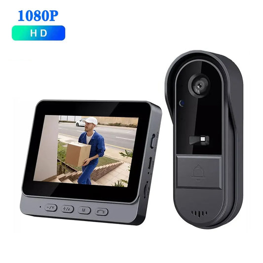 1080P Wireless WiFi Video Doorbell 4.3" IPS Screen & IR Night Vision