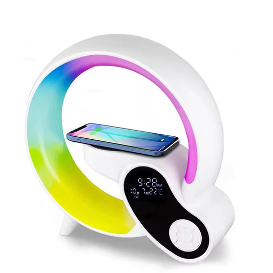 4-in-1 Bluetooth Speaker & Alarm Clock RGB Night Light & Wireless Charger