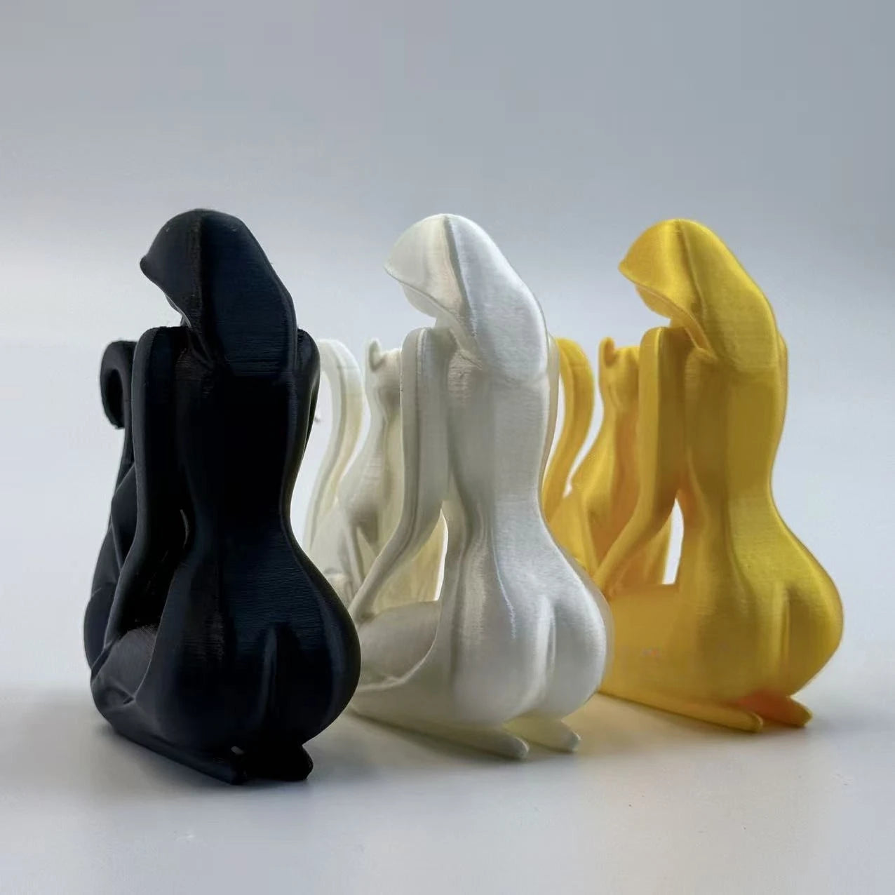 Ceramic Hug Cat Woman Statue Creative Desktop Ornament for Cat Lovers