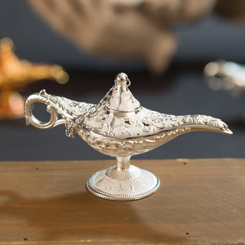 Classic Rare Hollow Legend Aladdin Magic Genie Lamps Incense Burners Retro
