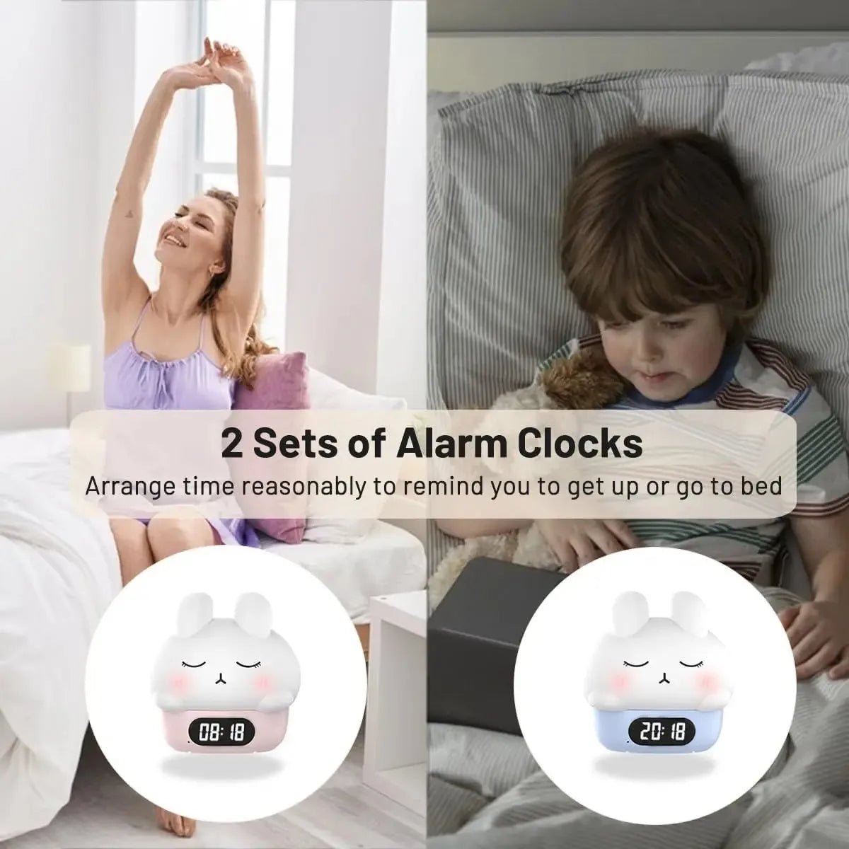 Cute Duck Silicone Night Light & Alarm Clock RGB Color & Temperature Display