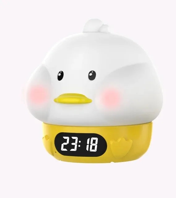 Cute Duck Silicone Night Light & Alarm Clock RGB Color & Temperature Display