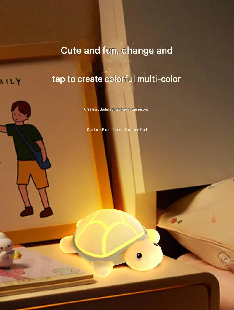 Cute Turtle Silicone Night Light Touch Control RGB & Warm White LED Lamp