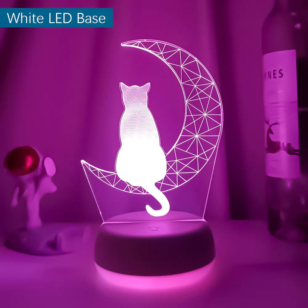 The newest 3D Acrylic LED night Light Moon Cat Figure Nightlight
