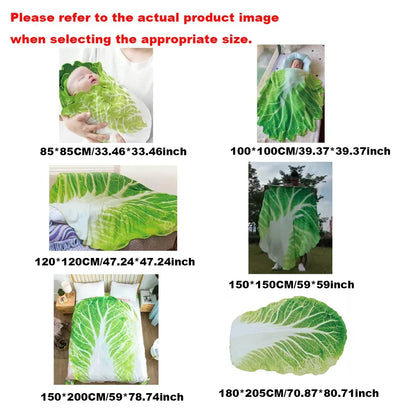 Cabbage Leaf Flannel Blanket Soft Double-Sided Creative Sofa Throw - 100 x 100 cm