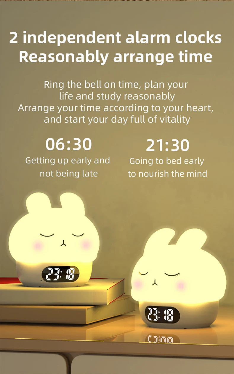 Cute Duck Silicone Night Light & Alarm Clock RGB Color & Temperature Display