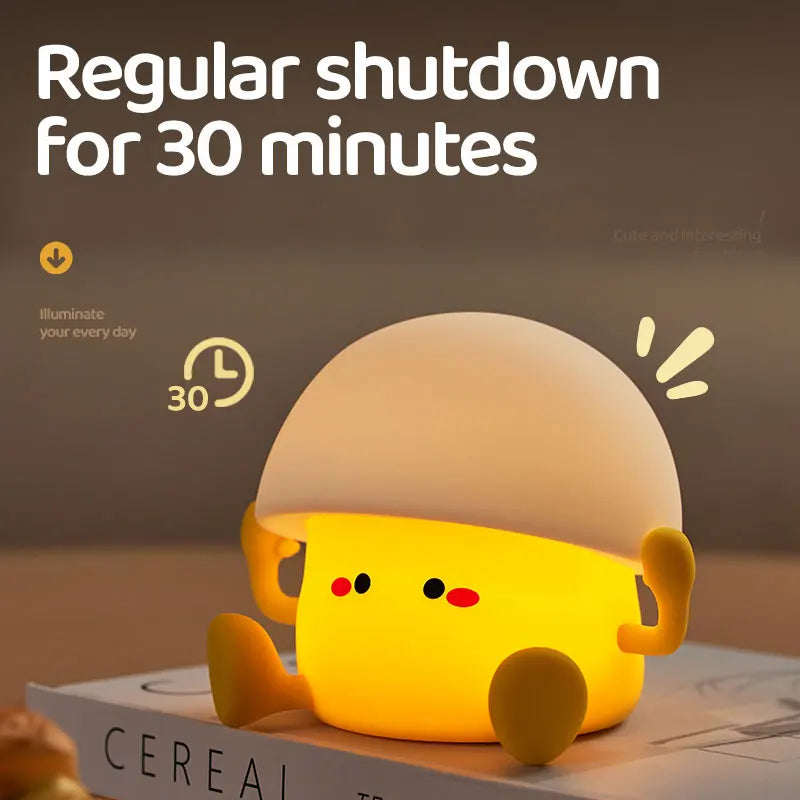 Cute Egg Yolk Mushroom Night Light Touch Dimmable USB Rechargeable Lamp