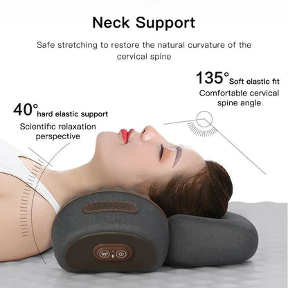 Electric Neck Massager & Heating Pillow Cervical Traction Vibration Massager - Hot-Massage