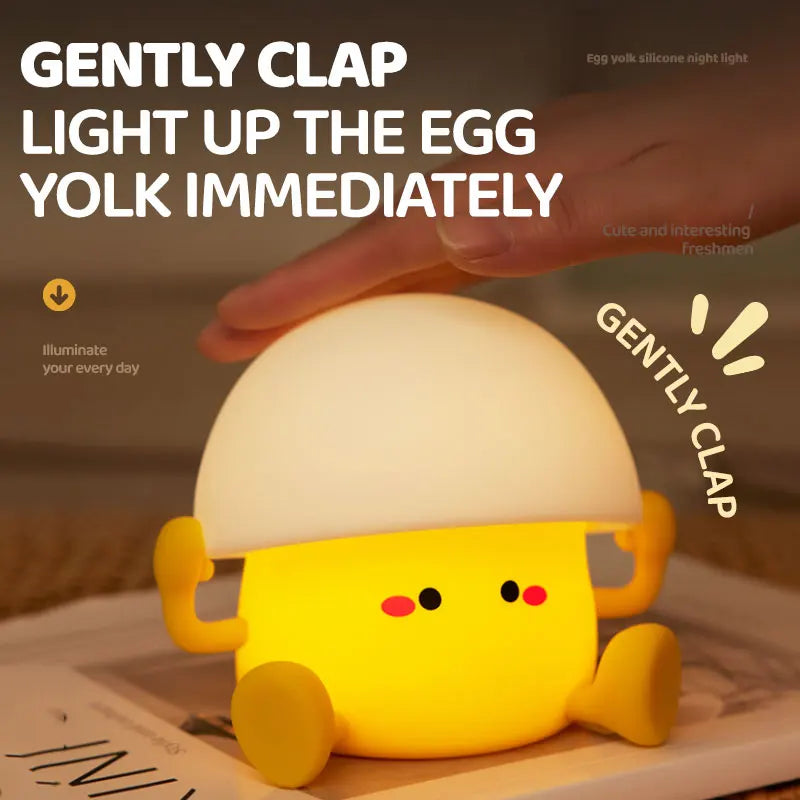 Cute Egg Yolk Mushroom Night Light Touch Dimmable USB Rechargeable Lamp