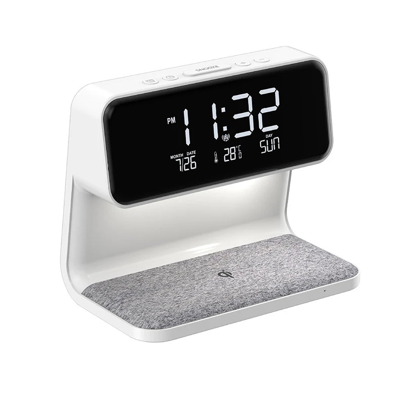 3-in-1 Smart Bedside Lamp Wireless Charger & Alarm Clock Night Light