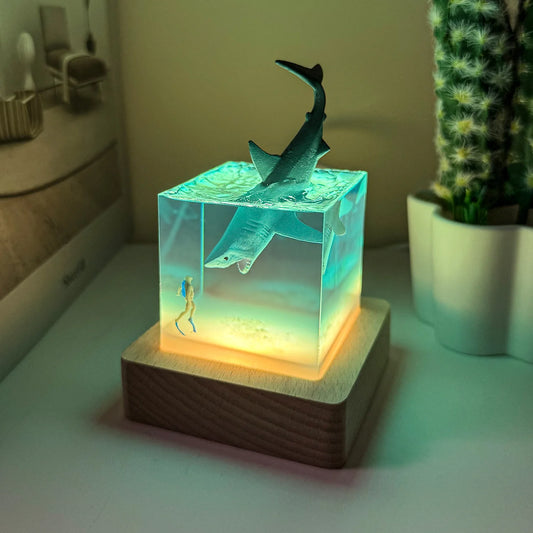 Ocean Whale Resin Nightlight 3D Micro-Landscape Desktop Decor & Gift