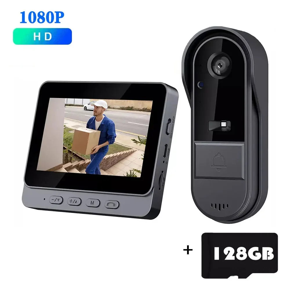 1080P Wireless WiFi Video Doorbell 4.3" IPS Screen & IR Night Vision