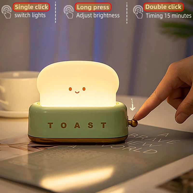 Creative Bread Toast Nightlight Rechargeable Toaster LED Lamp & Decor