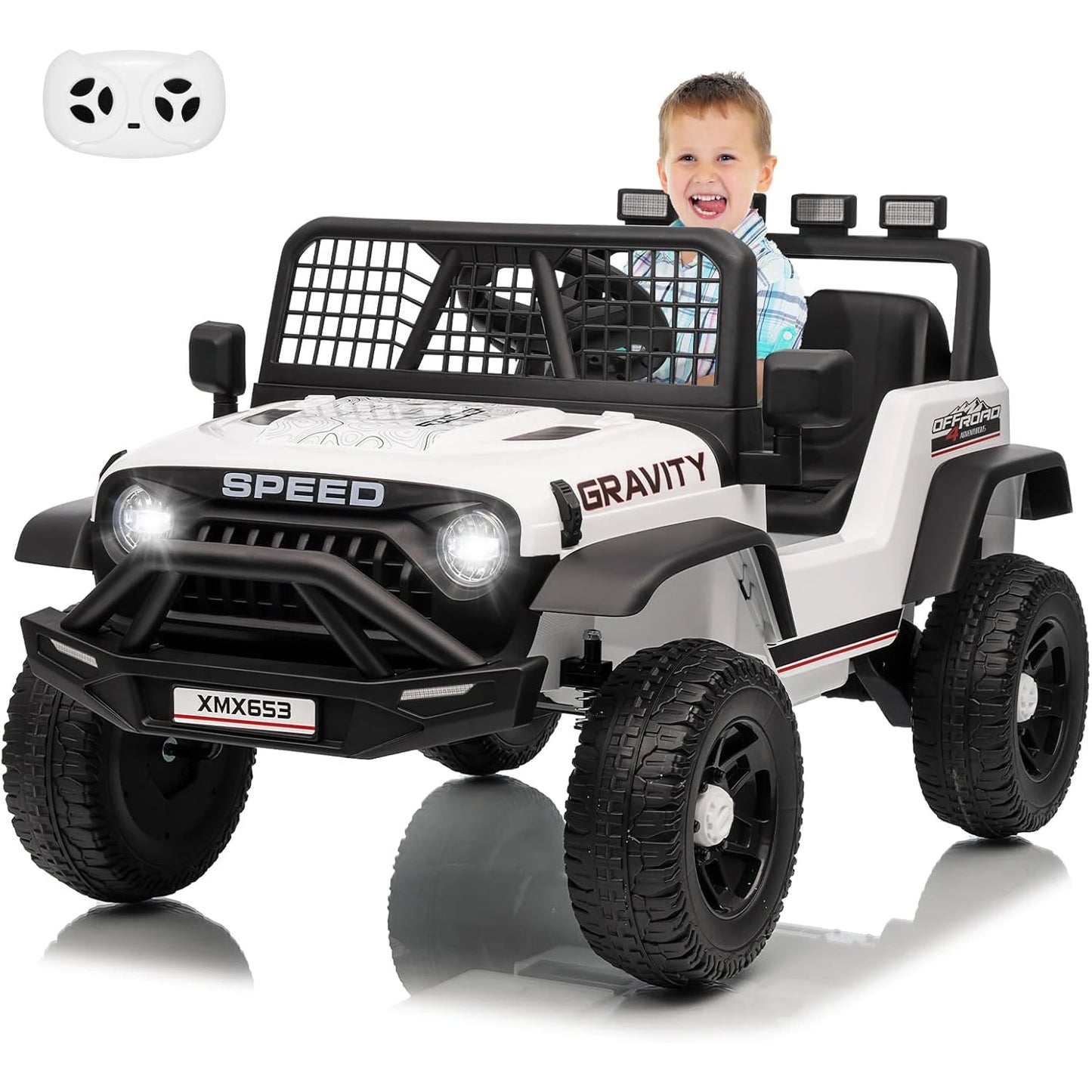 12V Kids' Ride-On Truck Electric Vehicle with Remote Control & LED Lights