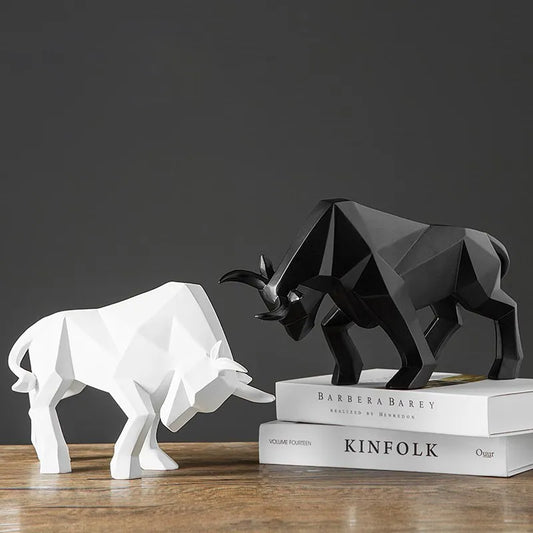 Resin Wall Street Bull Statue Bison Sculpture Decoration Abstract Animal Figurine