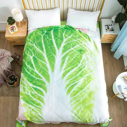 Cabbage Leaf Flannel Blanket Soft Double-Sided Creative Sofa Throw - 100 x 100 cm