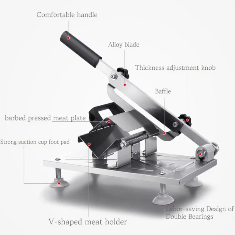 Stainless Steel Manual Frozen Meat Universal Food Slicer