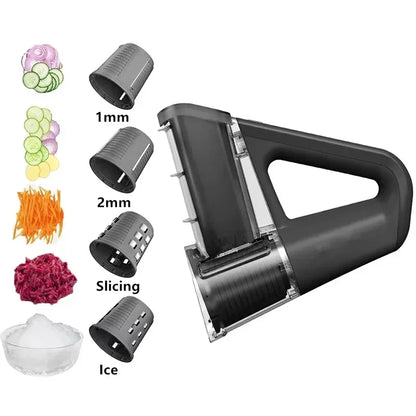 Electric Cheese Grater & Salad Maker 40W Portable Rotary Slicer with 4 Blades - Black