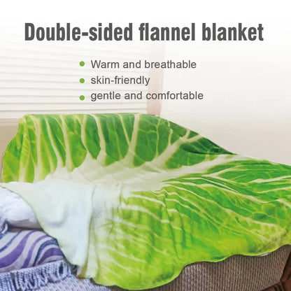 Cabbage Leaf Flannel Blanket Soft Double-Sided Creative Sofa Throw - 100 x 100 cm
