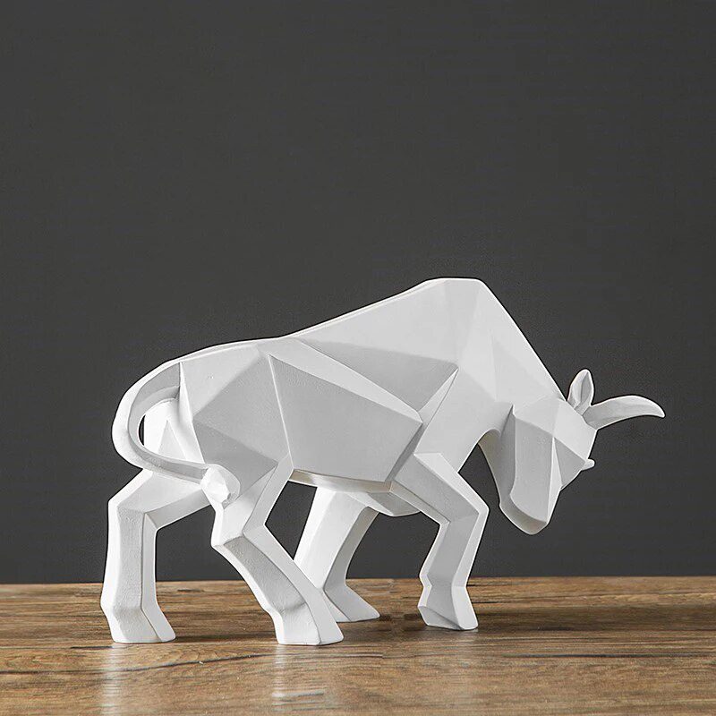Resin Wall Street Bull Statue Bison Sculpture Decoration Abstract Animal Figurine