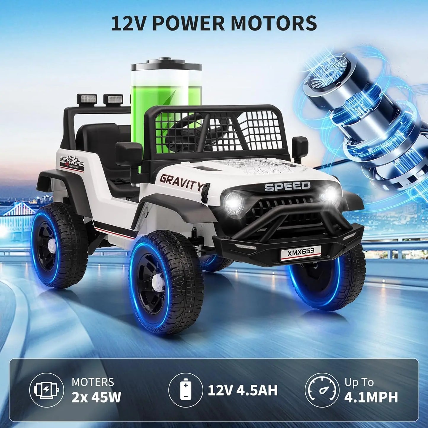 12V Kids' Ride-On Truck Electric Vehicle with Remote Control & LED Lights