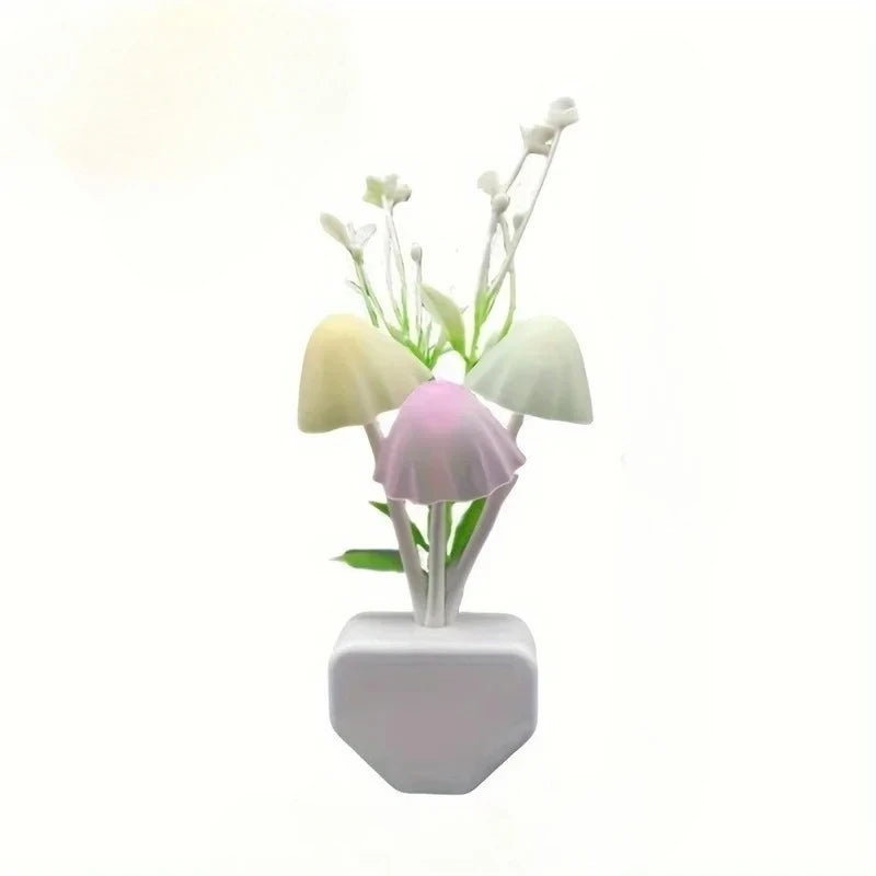 LED Mushroom Night Light Auto Sensor Flower Pattern Antique Wall Lamp