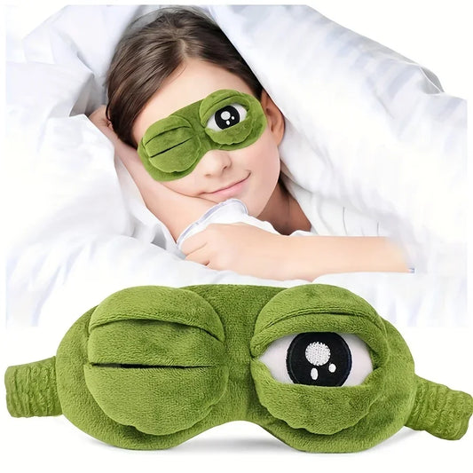 3D Frog Sleep Mask Soft Plush Cartoon Eyeshade for Travel & Office