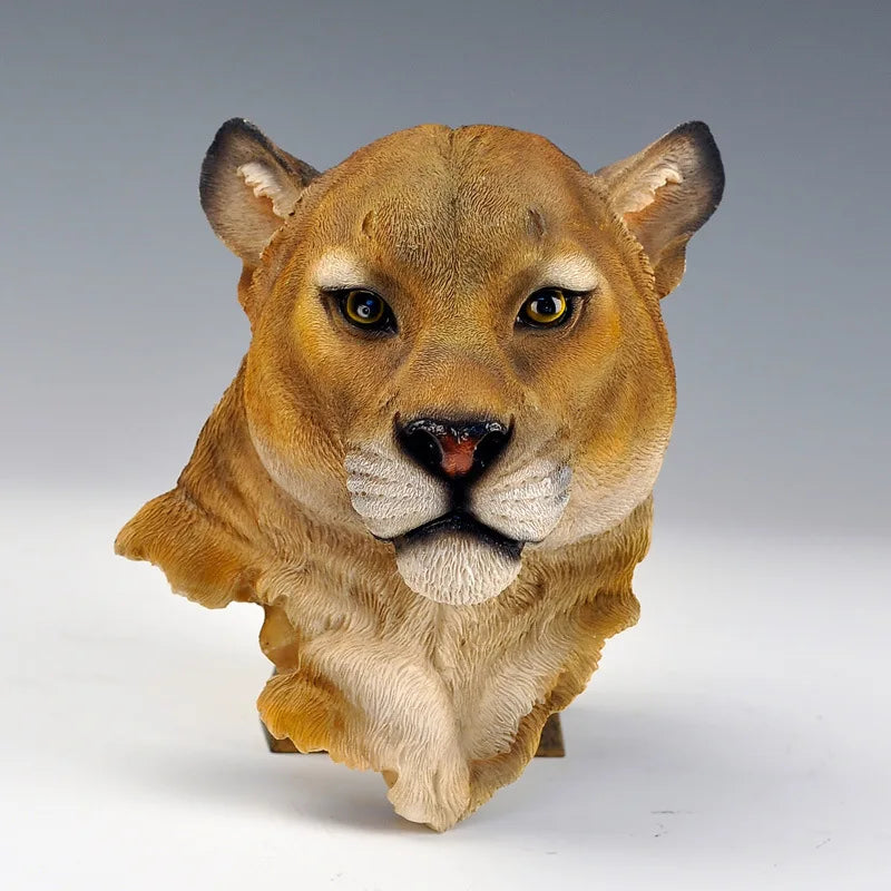 Scandinavian Style lion Head Wall Sculpture Lifelike Resin Wall Decor