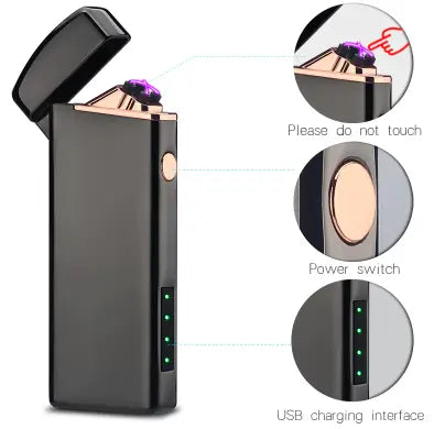 USB plasma electric lighter in use lighting a candle