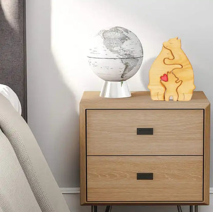 Personalized Wooden Bear Family Puzzle - Laser Engraved Home Decor