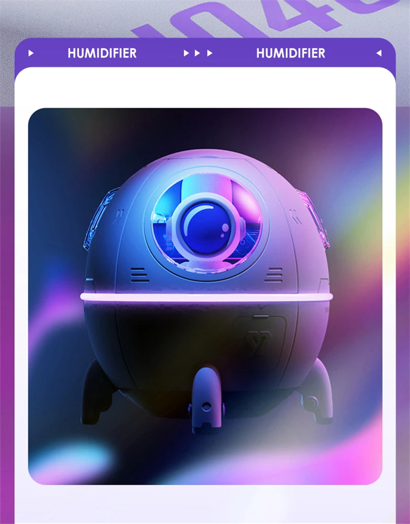 Astronaut Air Humidifier 220ml Portable Rechargeable Mist Diffuser & Light