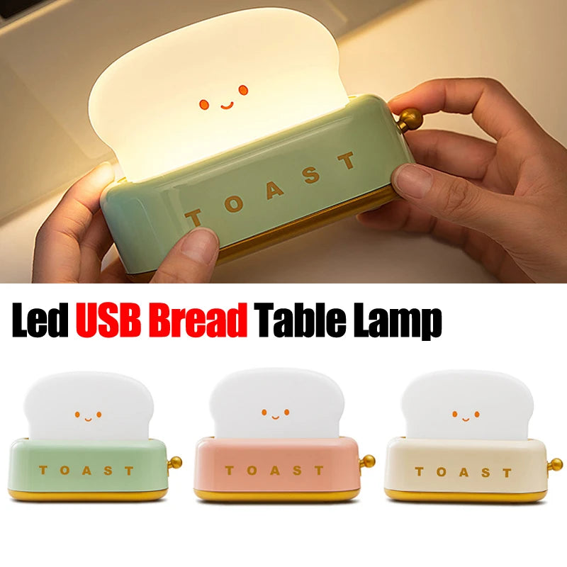 Creative Bread Toast Nightlight Rechargeable Toaster LED Lamp & Decor