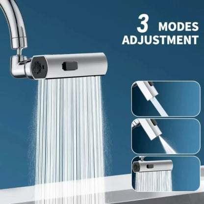 Shower head with three modes adjustment on a blue background