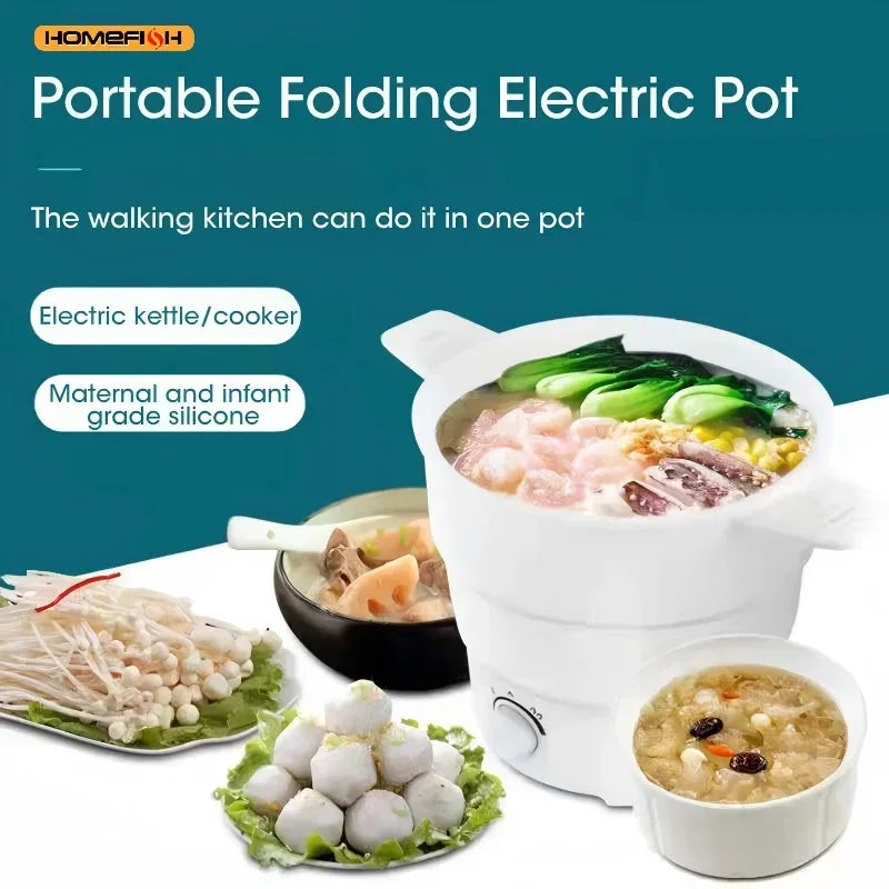 Foldable Silicone Electric Hot Pot 1.2L Portable Travel Multi-Cooker - US