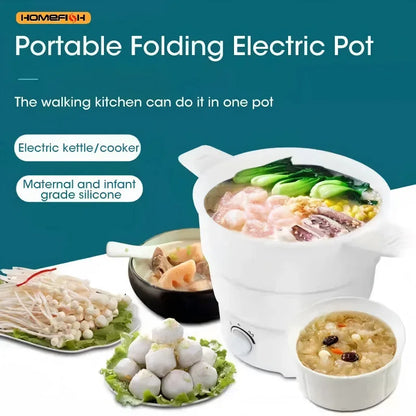 Foldable Silicone Electric Hot Pot 1.2L Portable Travel Multi-Cooker - US
