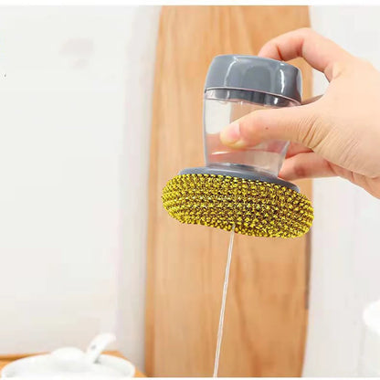 Soap Dispensing Palm Scrubber – Pot & Pan Cleaner with PET Refill Balls
