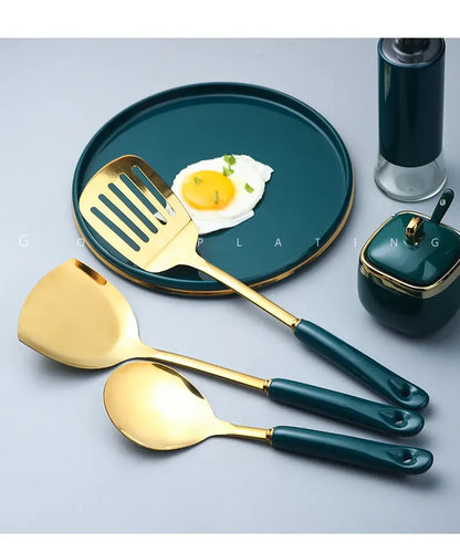 7-Piece 304 Stainless Steel Kitchen Utensil Set Spatula, Ladle & Serving Tools - 
