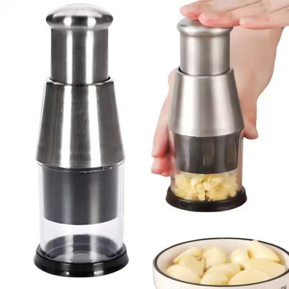 Stainless Steel Manual Garlic Chopper Multi-Purpose Press Food Processor