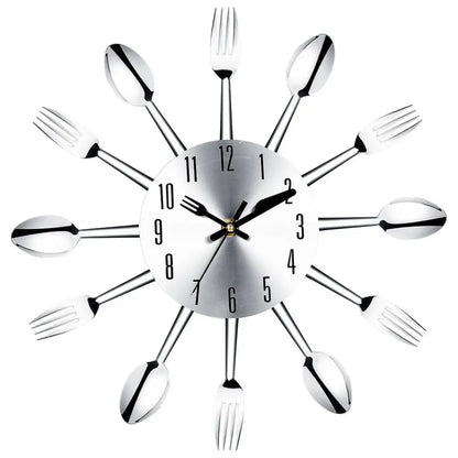 Stainless Steel Utensil Kitchen Wall Clock – Silent Movement