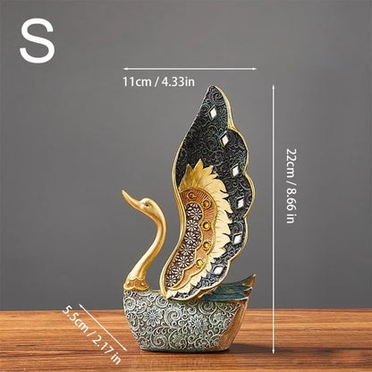 Elegant Swan Resin Sculpture Set – Luxury Swan Couple Tabletop Decor - S